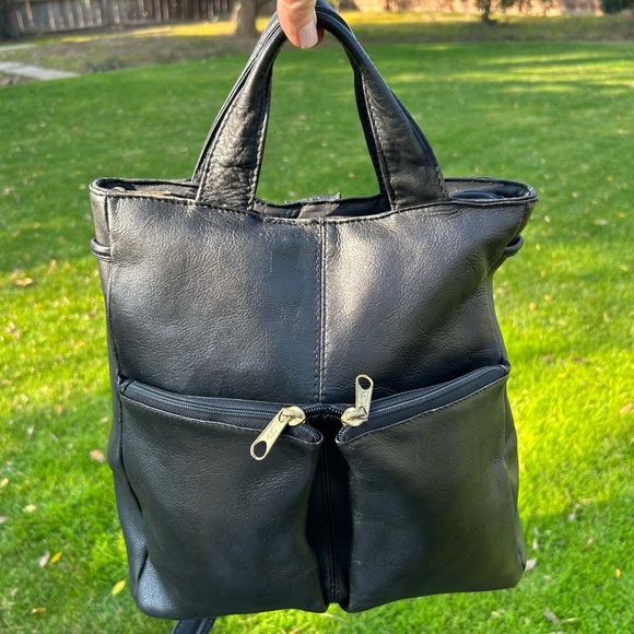 Vintage Hobo International 3-in-1 Black Leather Handbag/Shoulder/Backpack main image 11